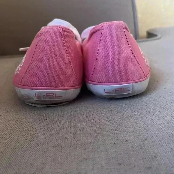 Ralph Lauren Pauline Sneakers Pink White Embroidered Logo retro shoes size 9 - Picture 7 of 9